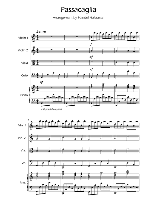 Passacaglia - Handel/Halvorsen - String Quartet (Arr. Ygor Nunes) (String Quartet)