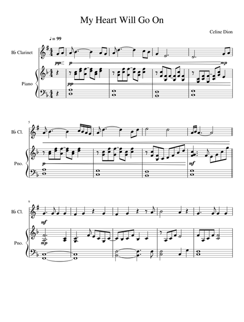 My Heart Will Go On Clarinet