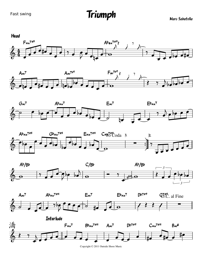 Triumph Sheet Music with Chords for Piano (Solo) Easy