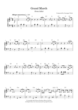 Grand March from the opera AIDA by Giuseppe Verdi Sheet Music with