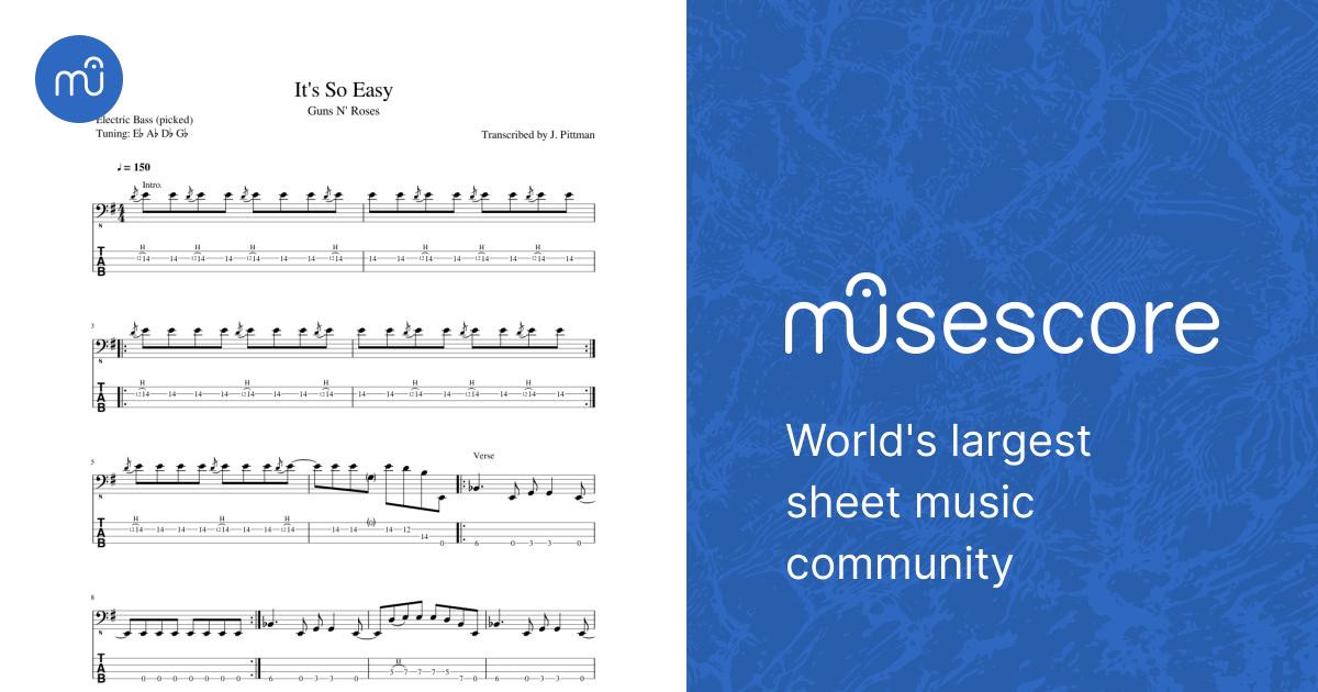 It's So Easy Sheet music for Bass guitar (Solo) | Musescore.com It's So Easy Sheet music for Bass guitar (Solo) | Musescore.com