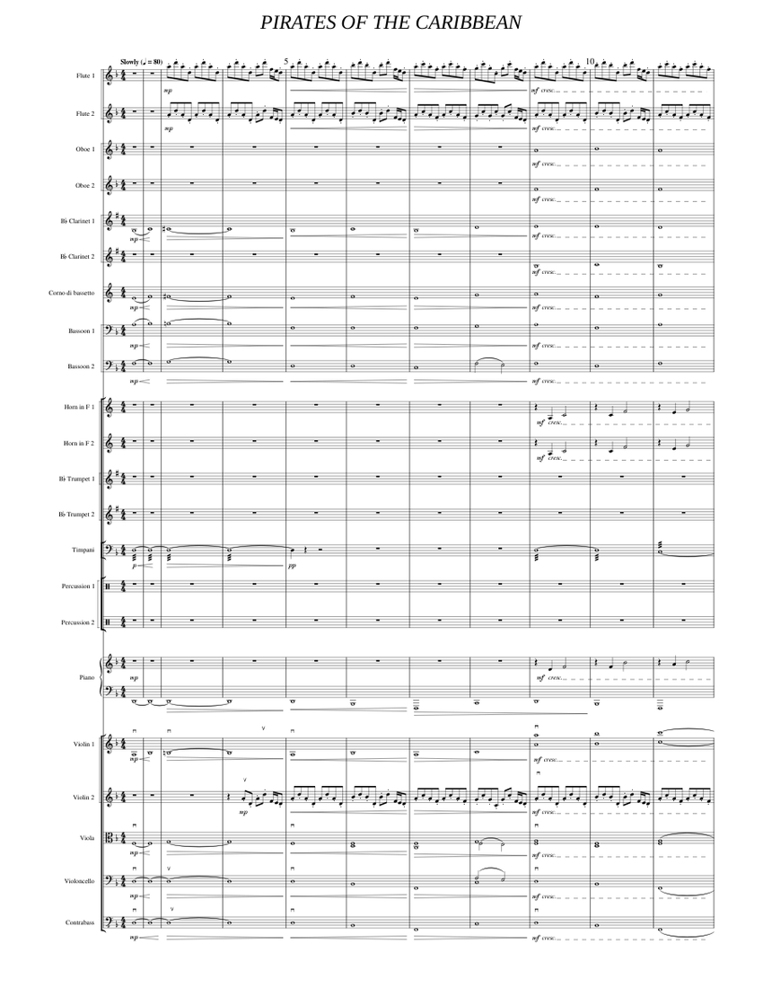 【吹奏楽譜】PIRATES OF THE CARIBBEAN Pirates Of The Caribbean Sheet Music for Flute, Violin