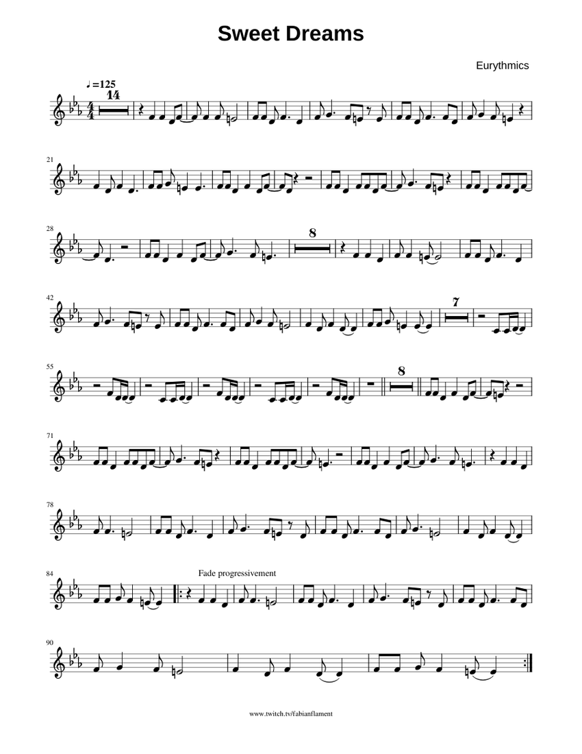 Sweet Dreams - Eurythmics Sheet Music for Trumpet in b-flat (Solo