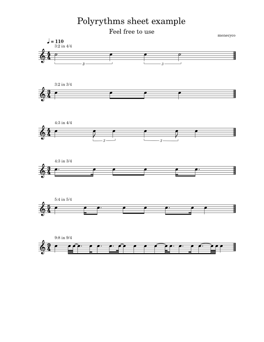 polyrythms sheet example Sheet music for Piano (Solo) Easy