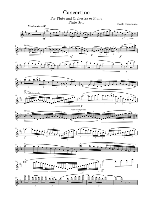 Concertino pour Flûte, Op.107 – Cécile Chaminade --- Flute Solo