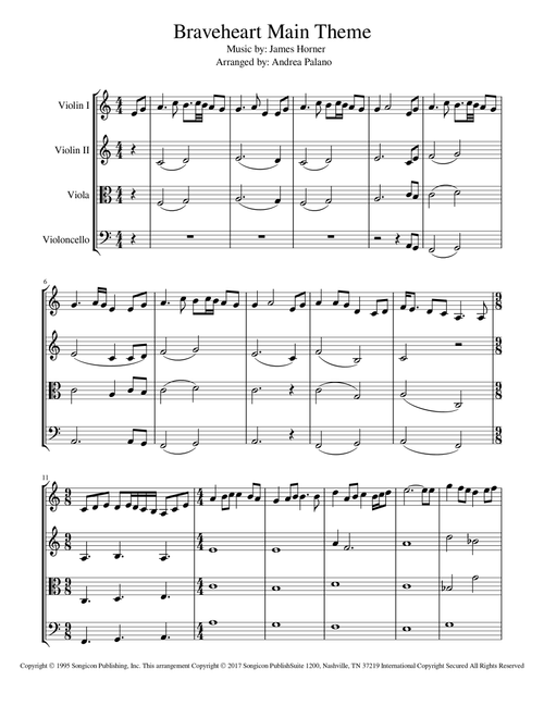 Braveheart - Main Title (Arr. Andrea Palano) - James Horner (String Quartet)