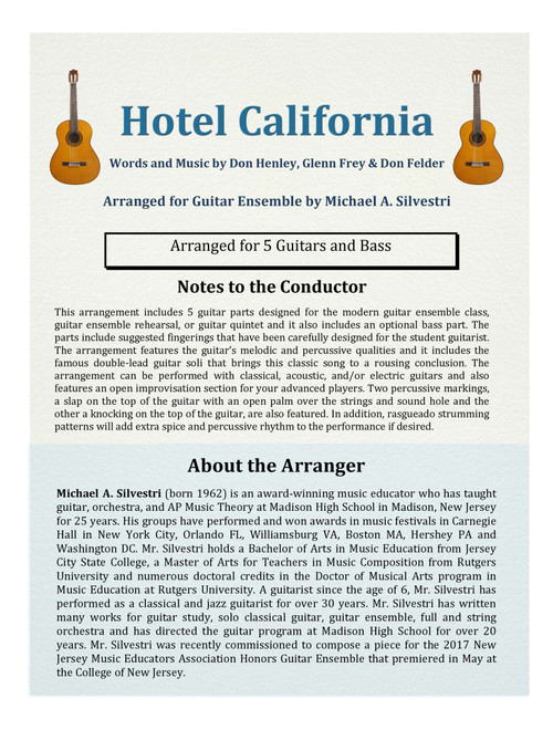 Hotel California (Arr. Michael A. Silvestri) - Eagles (Guitar Ensemble)