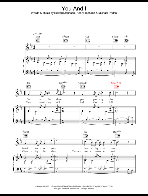 You And I - Will Young (Piano-Vocal-Guitar (Piano Accompaniment))