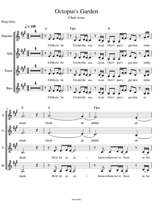 Octopus's Garden For A Choir