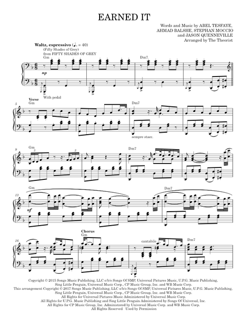 Earned it - The Weeknd (Piano Solo)