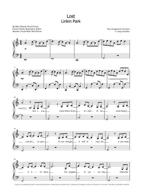 Lost (Arr. S. Antje Guenther) - Linkin Park (Easy Piano)