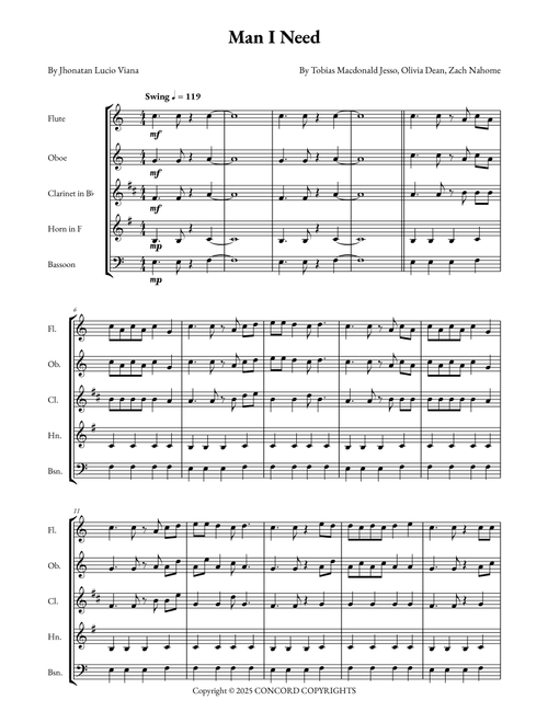 Man I Need (Arr. Jhonatan Lucio Viana) - Olivia Dean (Woodwind Ensemble)