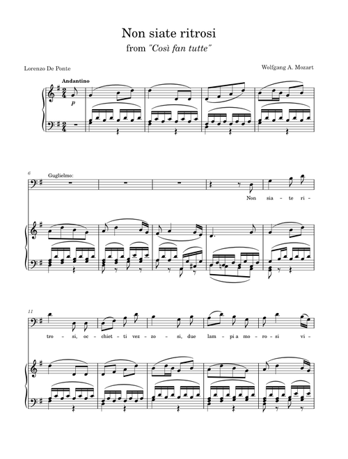 Non siate ritrosi, from "Così fan tutte"