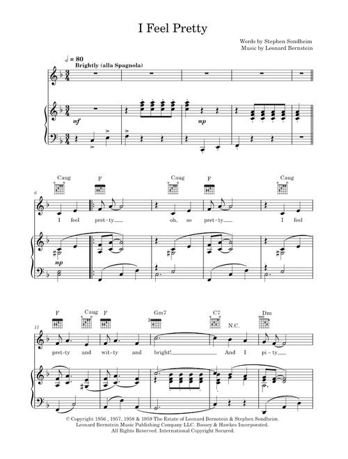 I feel pretty - Leonard Bernstein (Piano-Vocal-Guitar (Piano Accompaniment))