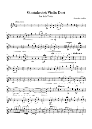 Duet for two violins op. 97 – Dmitri Shostakovich Sheet Music for ...