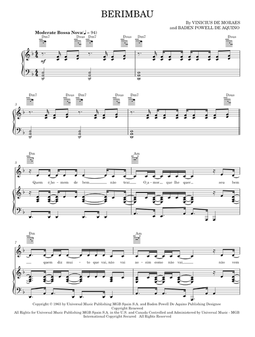Berimbau - Baden de Aquino Powell (Piano-Vocal-Guitar)