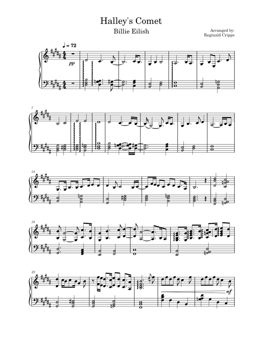 Halley's Comet Billie Eilish Sheet music for Piano (Solo)