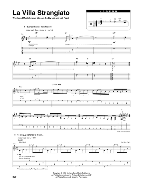 La Villa Strangiato - Rush (Transcribed Score)