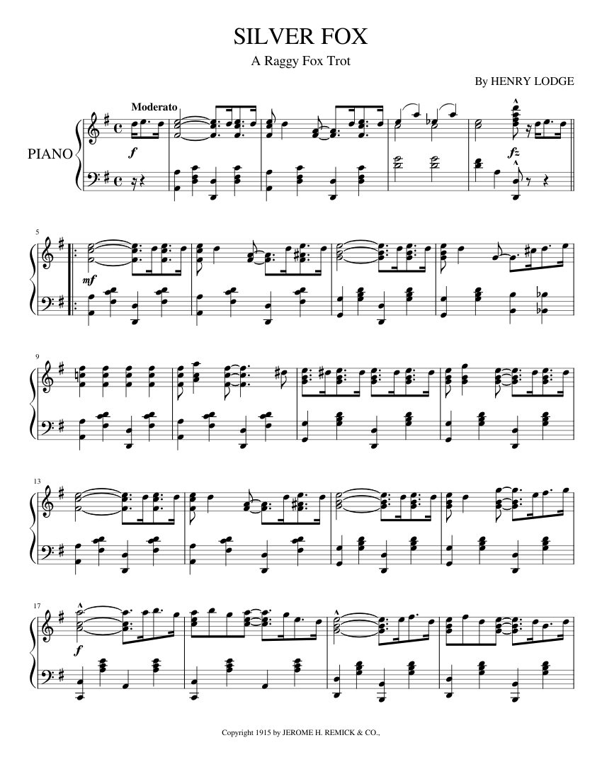 Silver Fox (1915) Sheet Music for Piano (Solo) | MuseScore.com
