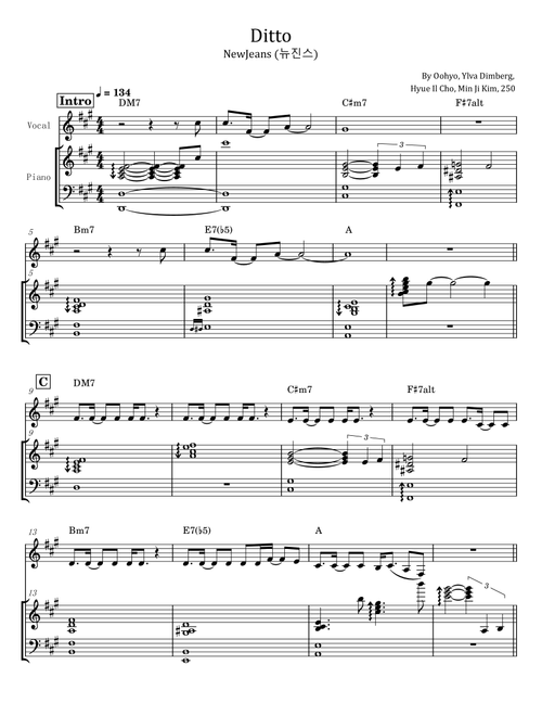 Ditto (Arr. poon) - Newjeans (Piano Vocal)