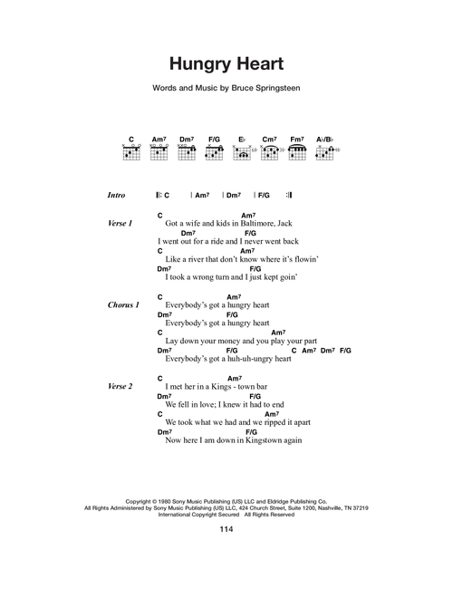 Hungry Heart - Bruce Springsteen (Guitar Chords-Lyrics)