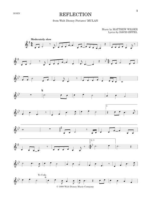 Reflection (Pop Version) (from Mulan) - Christina Aguilera (French Horn Solo)