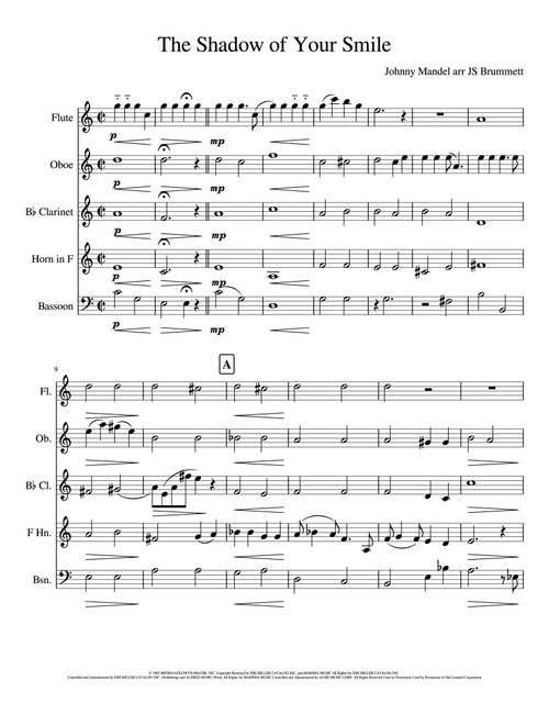 The Shadow Of Your Smile (Arr. Jennifer Brummett) - Johnny Mandel (Woodwind Ensemble)