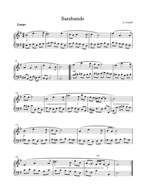 Sarabande (Arr. Martin Hay) - Arcangelo Corelli (Piano Solo)