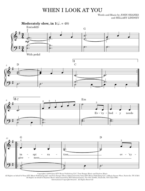 When I Look At You - Miley Cyrus (Easy Piano)