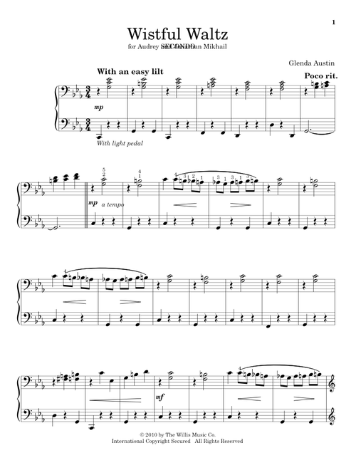 Wistful Waltz - Glenda Austin (Piano Duet)