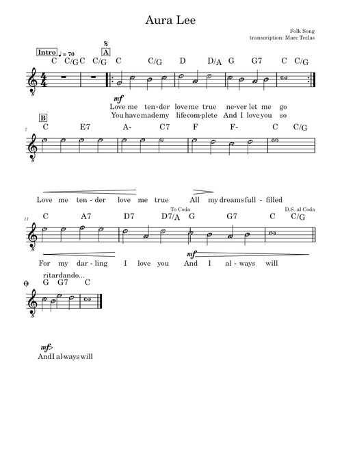 Aura lee – Misc Traditional