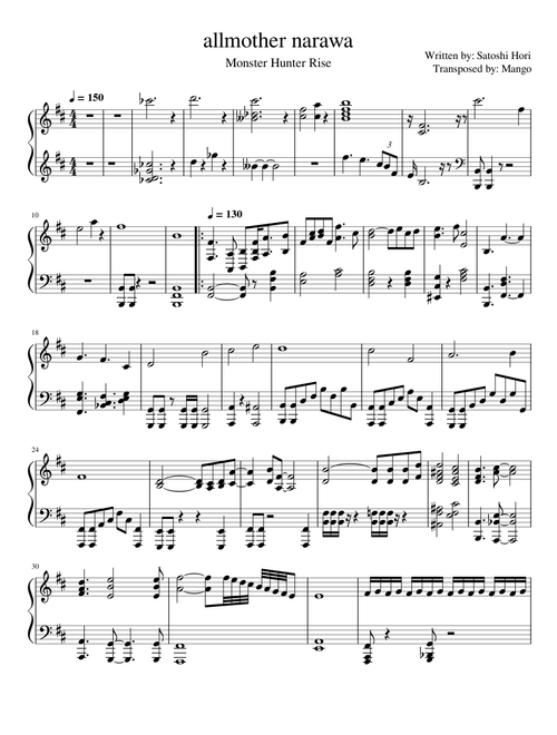 Monster Hunter: Rise - Narwa the Allmother – Satoshi Hori , but for piano