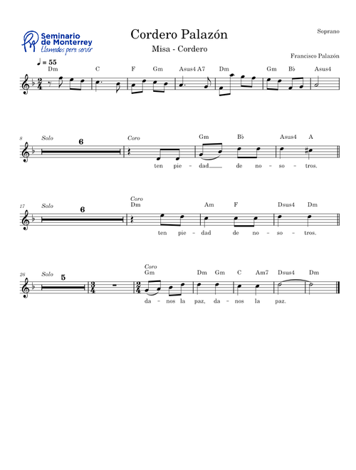 Cordero Palazón (Alrededor de tu Mesa) - Soprano