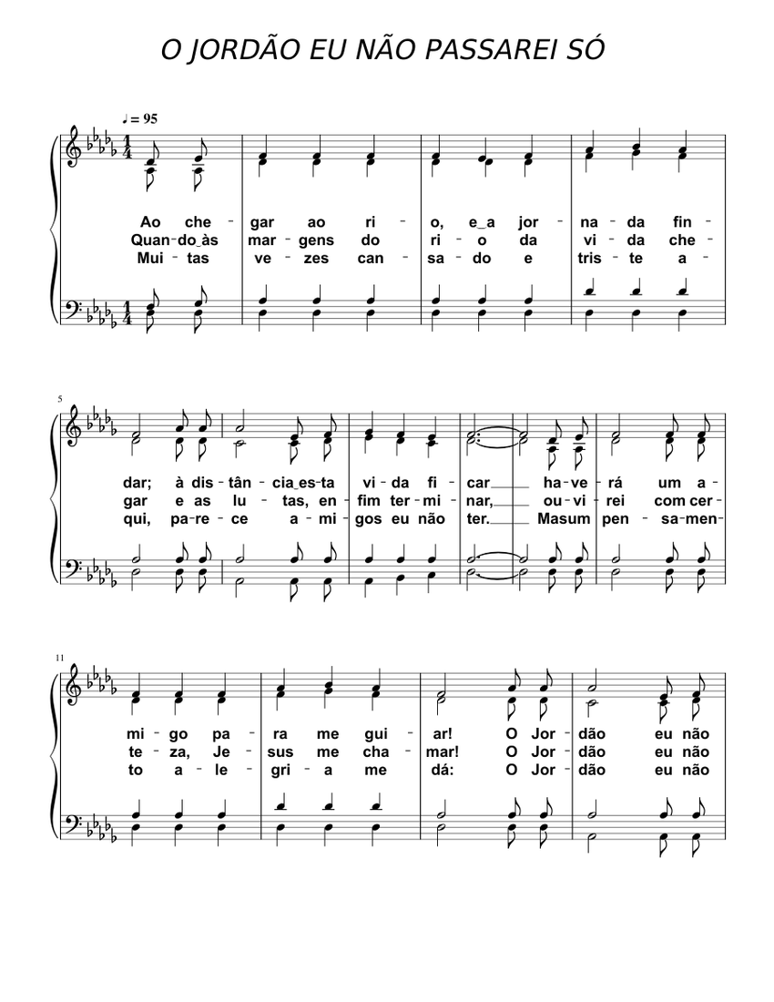 O Jordão eu não passarei só Sheet music for Piano (SATB) | Musescore.com
