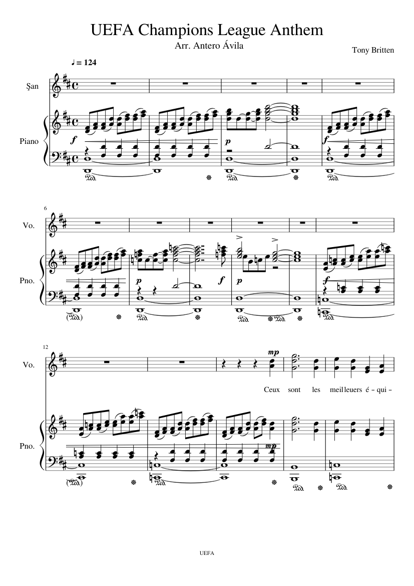 UEFA Champions League Anthem Sheet music for Piano, (Piano-Voice) Musescore.com