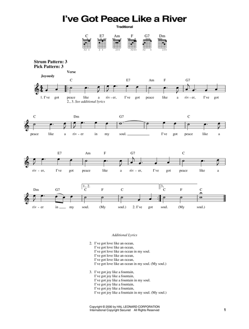 I've Got Peace Like A River - Traditional (Easy Guitar)