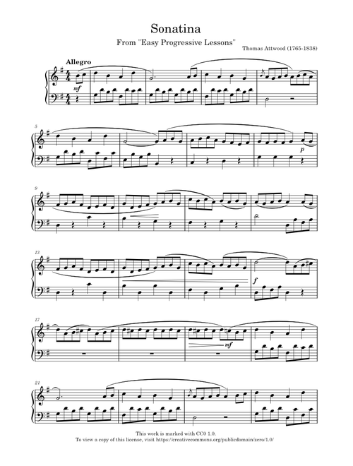 Sonatina in G – Thomas Attwood