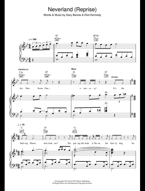 Neverland (Reprise) (from 'Finding Neverland') - Eliot Kennedy, Gary Barlow (Piano-Vocal-Guitar (Piano Accompaniment))