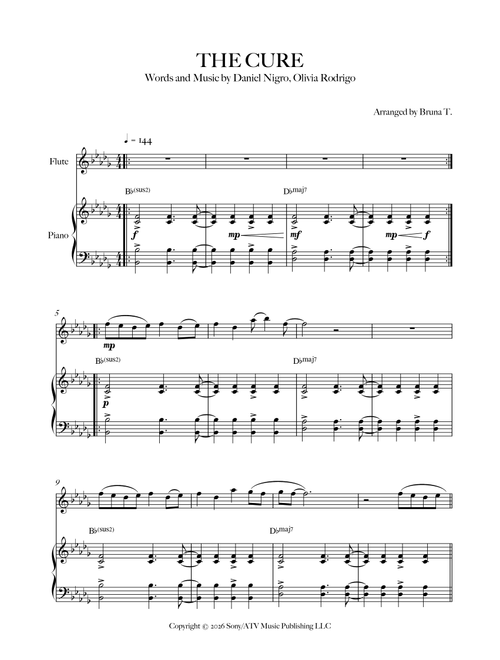 The Cure (Arr. Bruna T.) - Olivia Rodrigo (Flute and Piano)