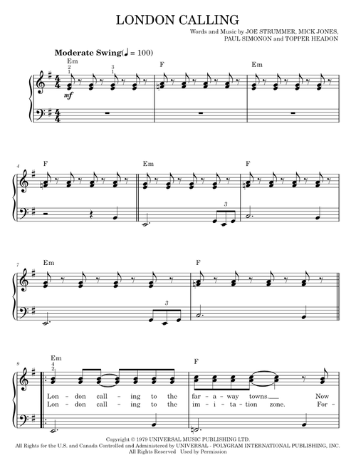 London calling - The Clash (Easy Piano)