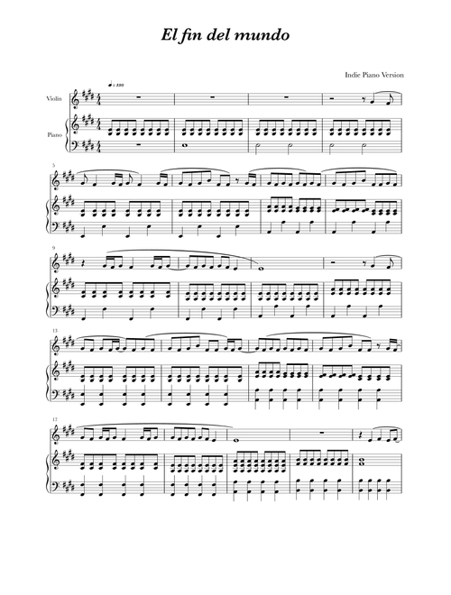 El fin del mundo (Arr. Indie Piano Version) - La La Love You (Piano Vocal)
