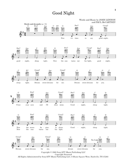 Good Night (from The Daily Ukulele) (arr. Liz and Jim Beloff) - The Beatles (Ukulele)