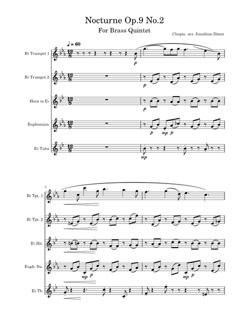 Nocturne Op.9 No.2 – Frédéric Chopin arranged by Jonathan Dixon