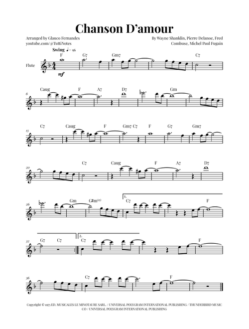 Chanson D'amour (Arr. Glauco Fernandes) - Andre Rieu (Flute Solo)
