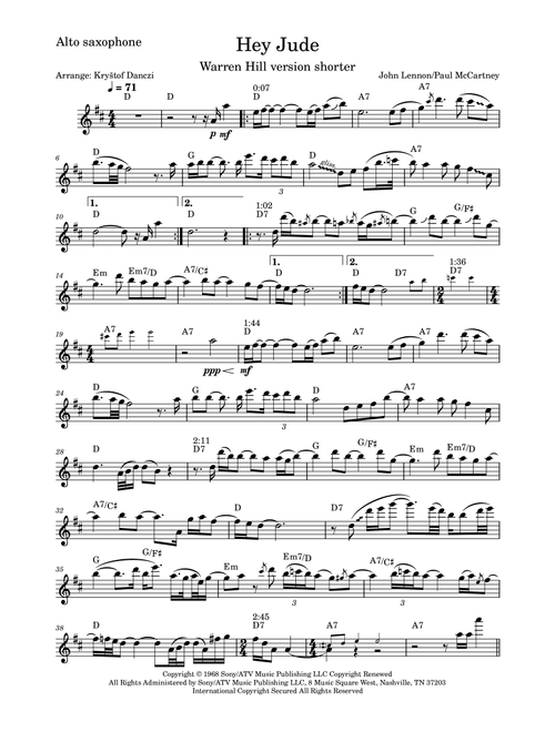 Hey Jude (Arr. Kryštof Danczi) - The Beatles (Alto Sax Solo)