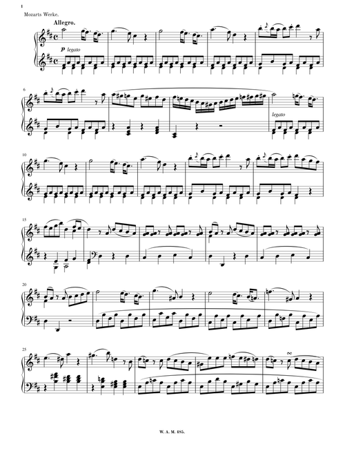 Rondo in D major, K.485 - Wolfgang Amadeus Mozart