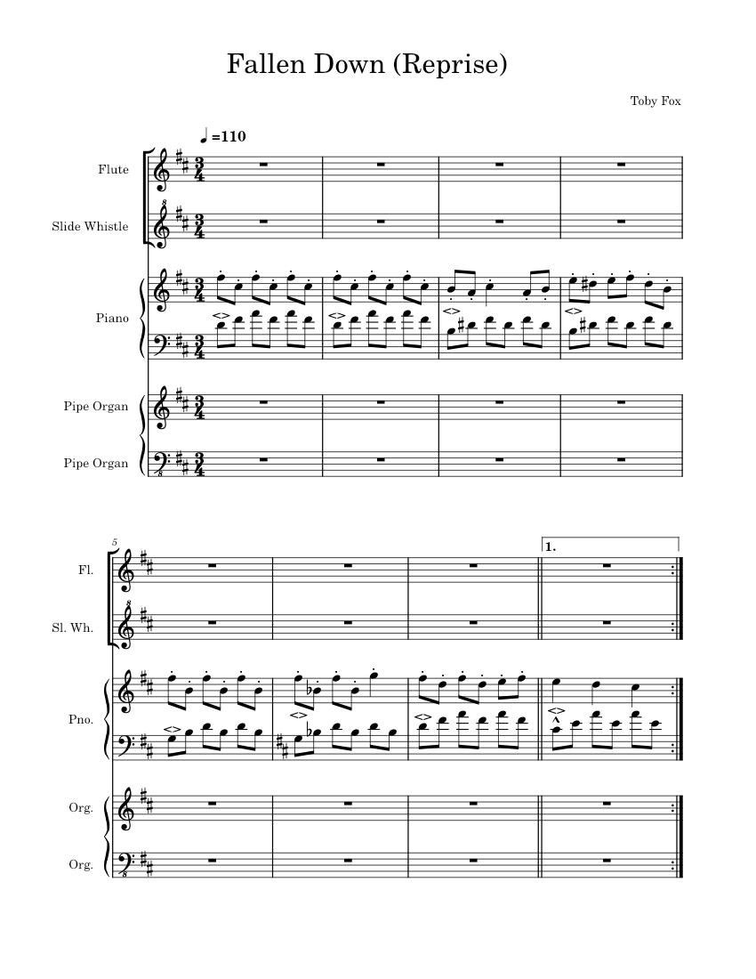 Fallen Down Reprise Toby Fox Fallen Down Reprise All Instruments Ish Sheet Music For