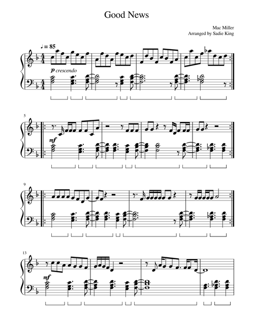 Good News - Mac Miller (Easy piano)