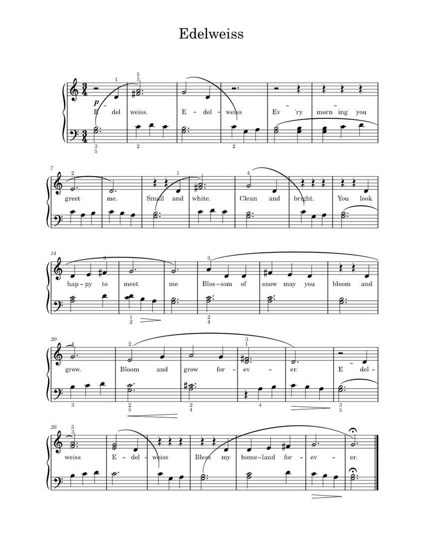 Edelweiss. Lyrics by Oscar Hammerstein II. Music by Richard
