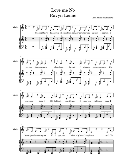 Love Me Not (Arr. Arina Shumakova) - Ravyn Lenae (Violin and Piano)